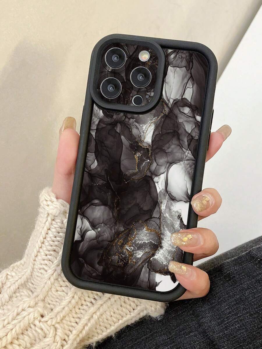 1pc Smoke Marble Pattern Mobile Phone Case With Precision-Cut Camera Protection Compatible With IPhone 11 Pro Max/12 Pro Max/13 Pro Max/14 Pro Max/15 Pro Max, Samsung, Redmi, OPPO/Realme, VIVO, Infinix, HUAWEI, MOTO, Itel, One Plus