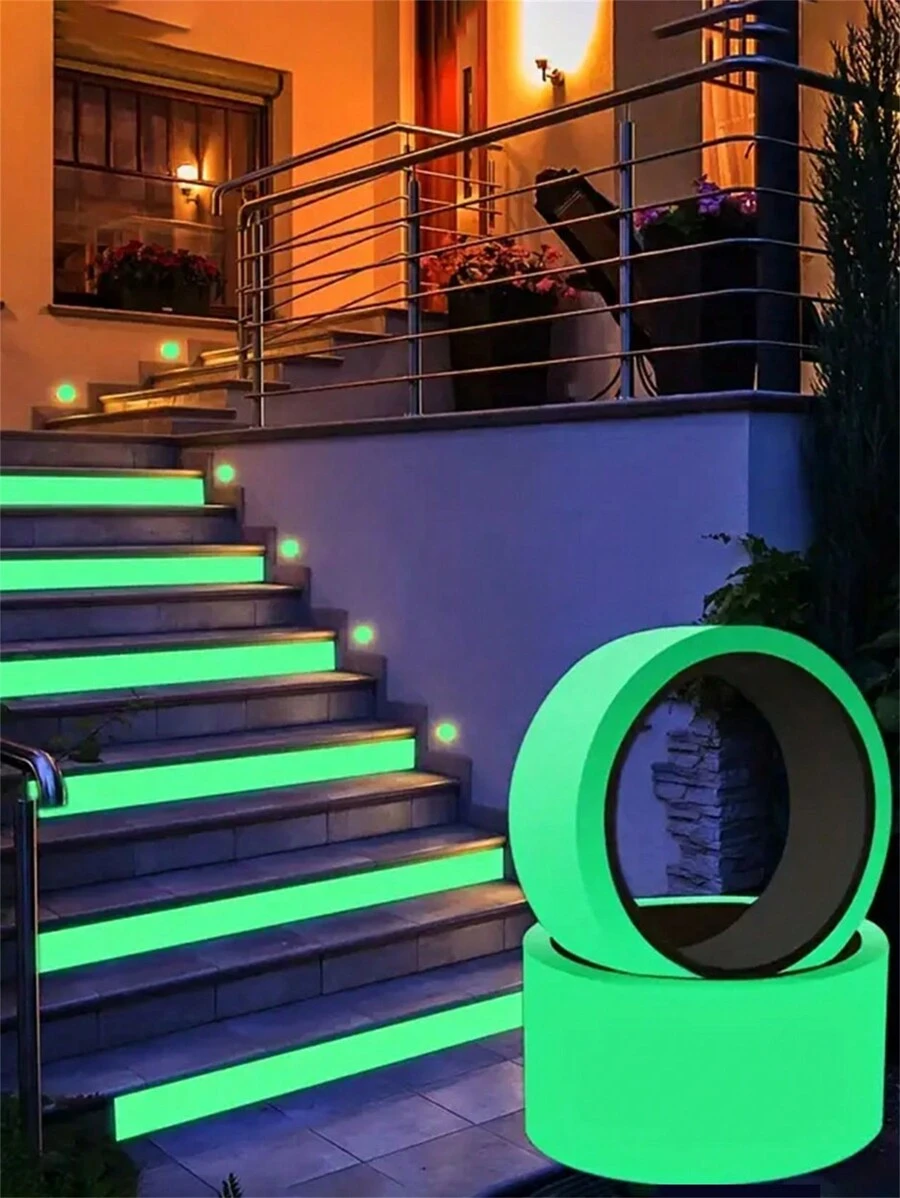1pc Outdoor Long-Lasting Bright Fluorescent Glow Tape, Strong Adhesive Waterproof Luminous Sticker, Suitable For Night Decoration, Stairs, Walls And Exit Signs