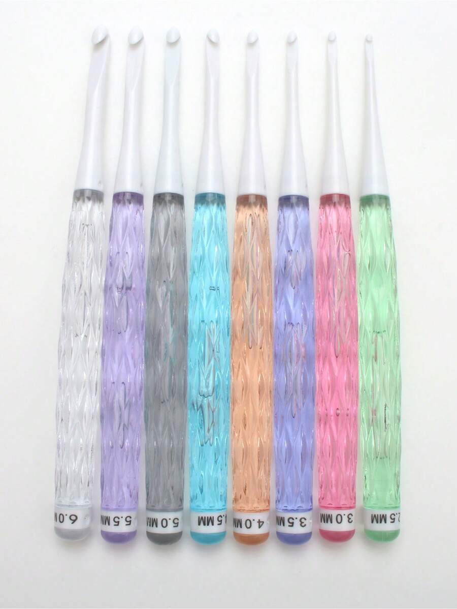 Juego de 8 ganchos de ganchillo de colores transparentes con apariencia de caramelos