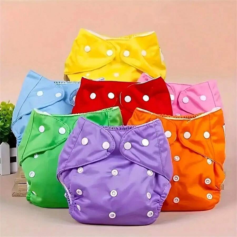 Set de 7 pantalones pañal de entrenamiento reutilizables, pañales de entrenamiento impermeables, pantalones pañal de tela transpirables lavables para el entrenamiento de bebés, regalo de decoraciones para baby shower familiar