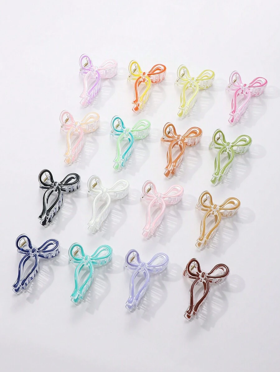 1pc Women's 11cm Elegant Ribbon Bow Plastic Drip Hair Claw Clip, Daily Wear Valentine's Day Valentines Hair Clips Hair Jaw Clip Hair Clamps Hair Clutch Hair Catcher Clip