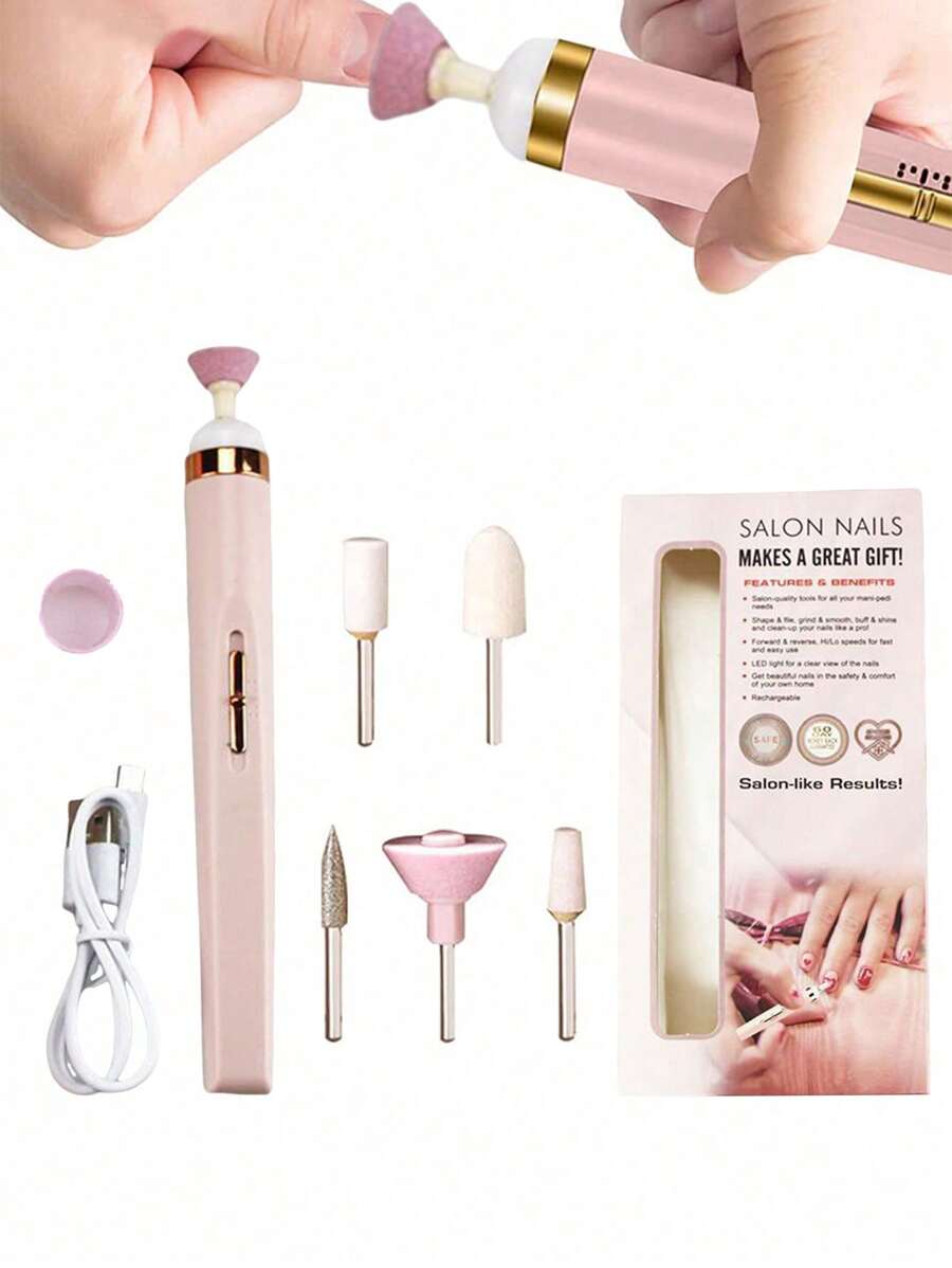 YADORNOS Household Electric Nail Grinding Pen, Rechargeable Portable Nail Grinding Machine, Low Noise Professional Manicure Tool Set, Suitable For Nail Art Enthusiasts And Beginners
