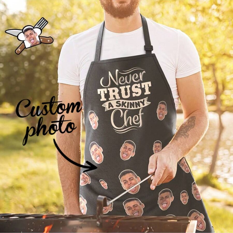 1pc Custom Apron, Personalized Apron, Customized Apron For Women, Men, Dad-To-Be, Custom Face Apron With Waterproof Fabric. Personalize With Photo, Logo, Picture, Text, Ideal Chef Cook Apron For Women, Men, Mom, Husband, Girlfriend, Boyfriend. Perfect For Valentine's Day, Father's Day, Mother's Day, Birthdays, Anniversaries, Weddings, Christmas, Gift For Him, Gift For Her