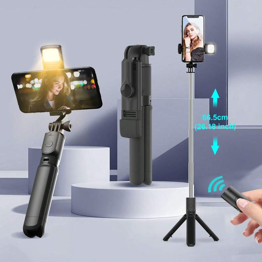 Ausziehbarer Smartphone Selfie-Stick mit 360° Drehung - Kabellose Fernbedienung, Stativ-Kompatibilität für Smartphones/Iphone/Android