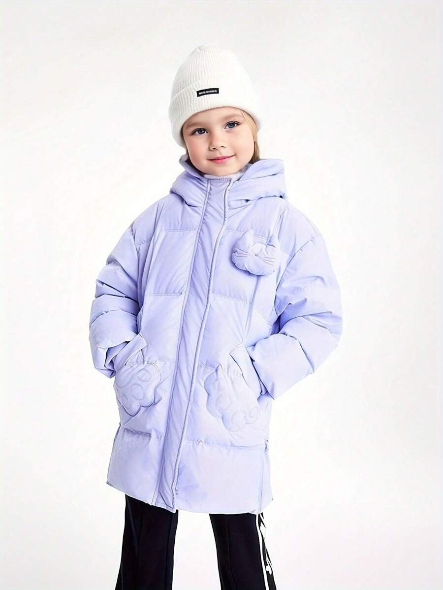 Annil Chaqueta acolchada de estilo occidental de longitud media, cálida y gruesa para niñas en invierno