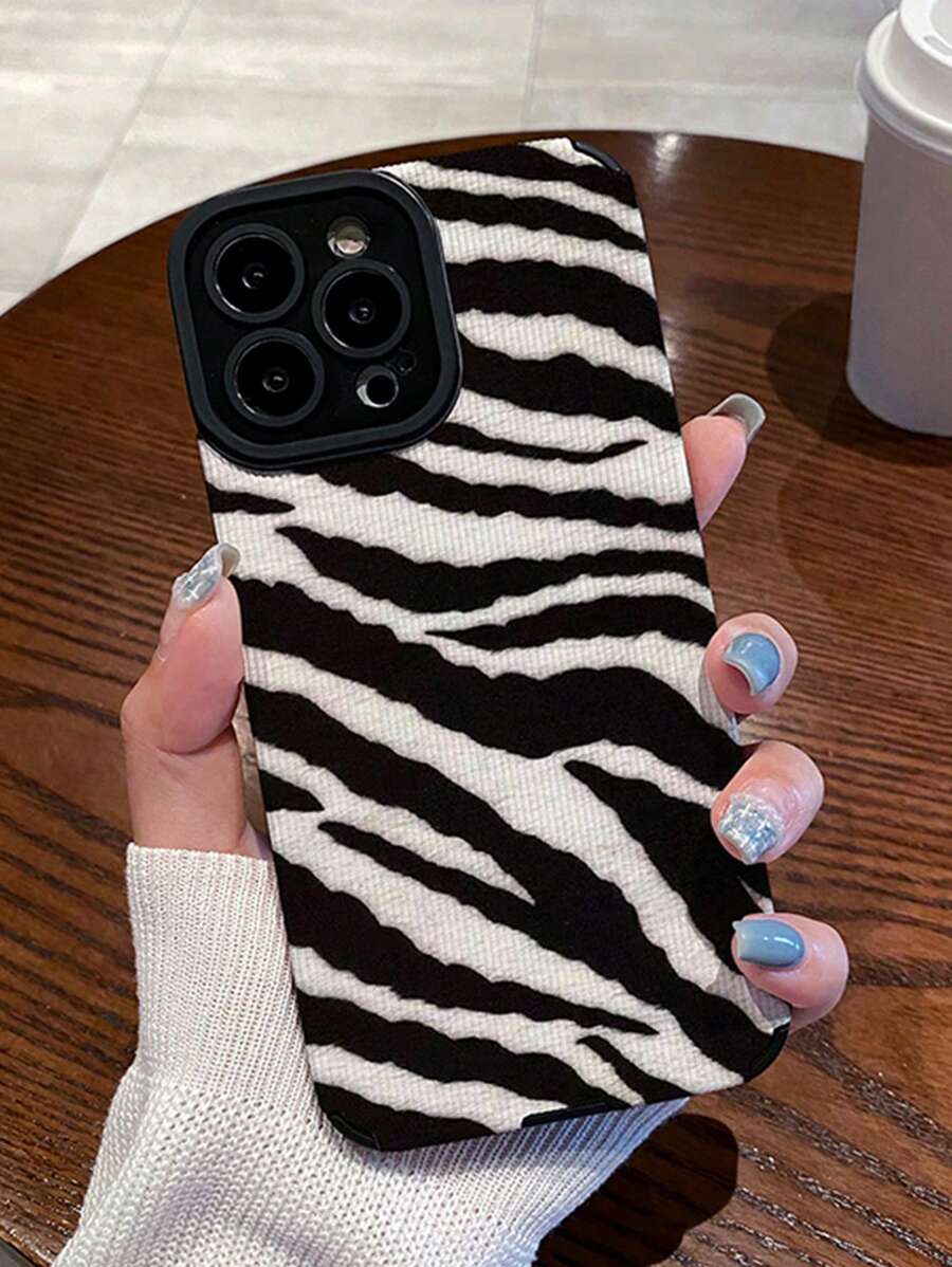 Zebra-Striped Anti-Shock PU Leather Phone Case Compatible With IPhone 11, IPhone 12 Pro Max, IPhone 14 Pro Max, IPhone 15 And Other Phone Models