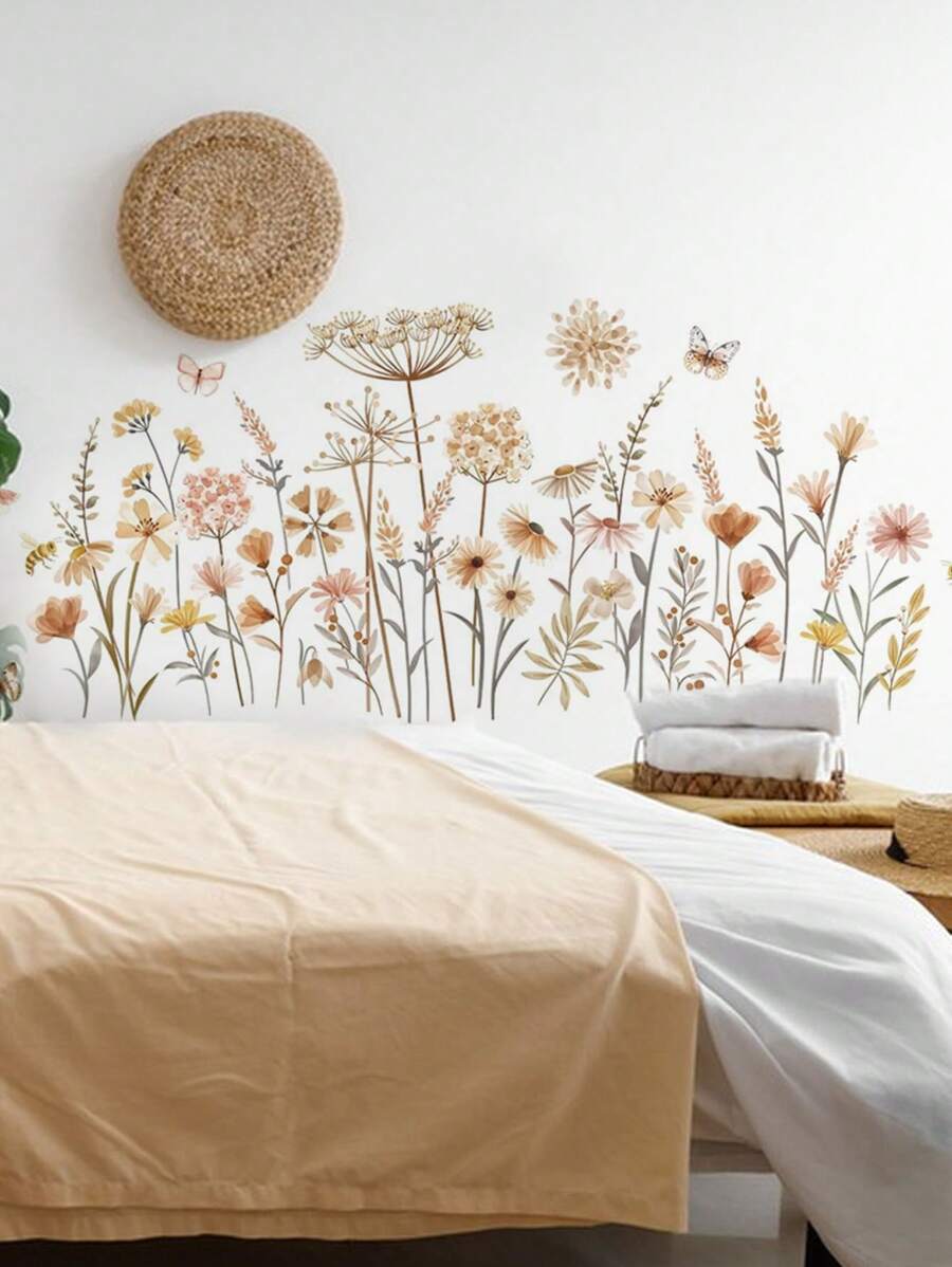 mama look 2pcs Bohemian Style Large Flower Wall Decals, Bedroom Living Room Background Decorative Stickers, PVC Material, Self-Adhesive And RemovableVinly Decal,For Bedroom Decor,Room Decor Items,For Haloween Decor,Fall Decor,Classroom Decorations,Removable Sticker,Stickers,Wall Decal,Vinly Decal For Home Decorations,Spring Decoration Items Refesh Your Home,Rama Decoration Stickers Gifts Birthday Graduation