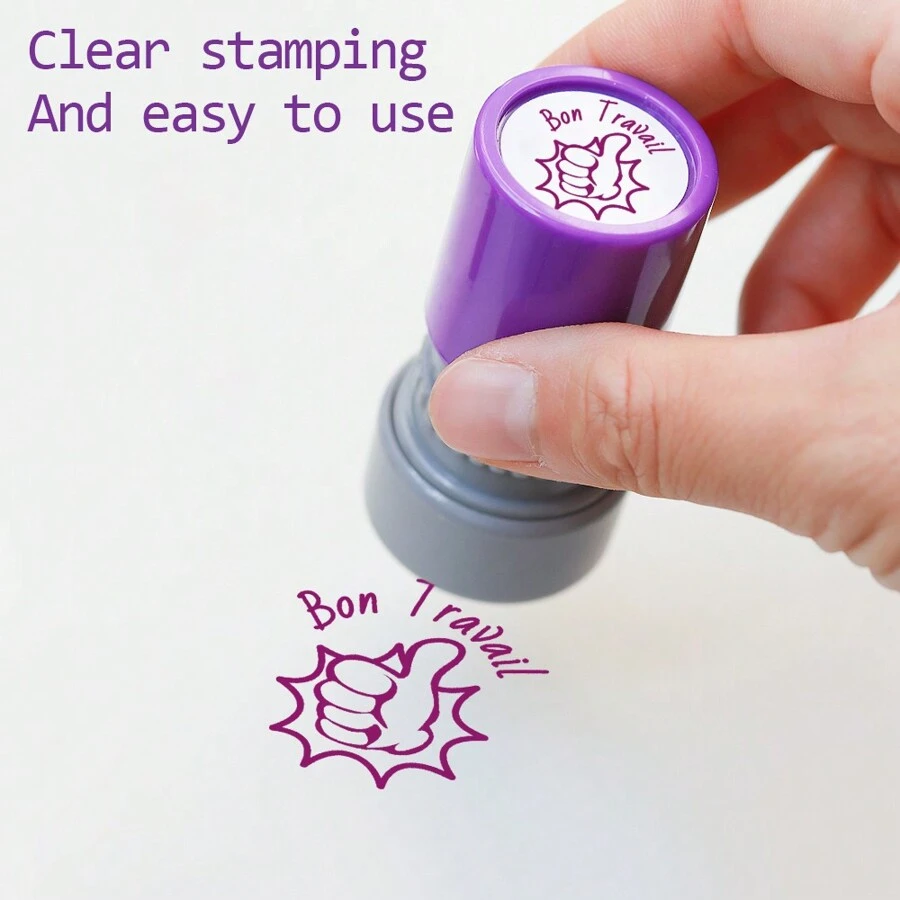 1 Stück "Bon Travail" französischer Lehrerstempel - Lehrer und Hausaufgaben Ermutigung Stempel (Violett Tinte) Schulanfang, Schulanfang, Schulmaterial