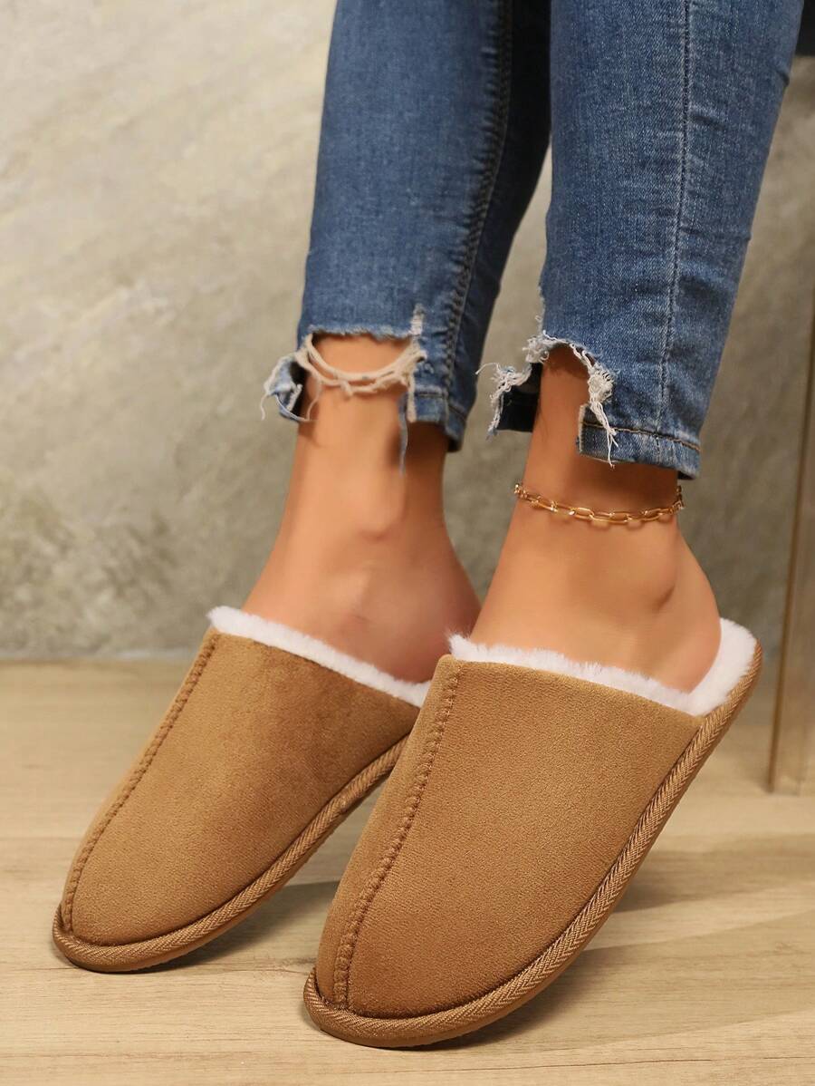 Home Warm Slippers, Soft Sole Lightweight Plush Line Shoes