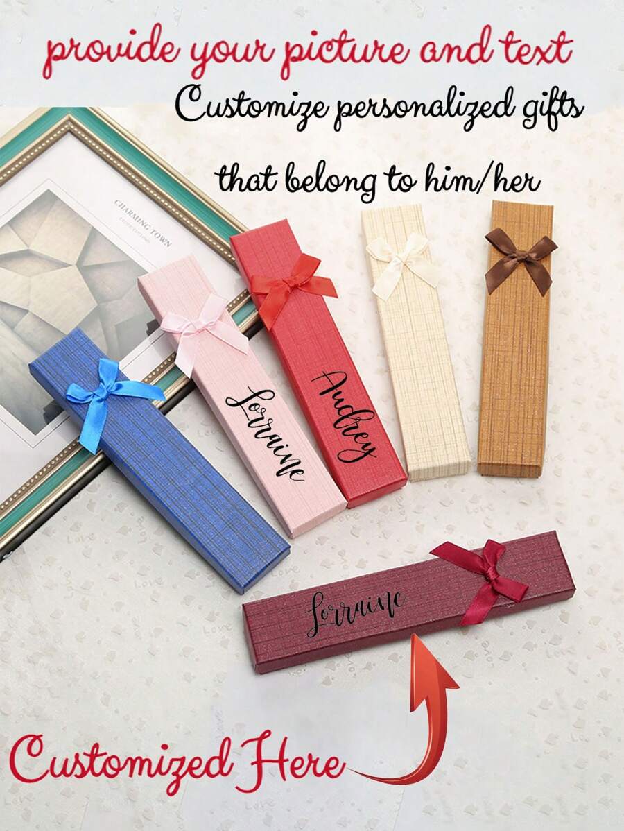 1pc nieuwe eenvoudige stijl kettingdoos, mooie geschenkdoos, penverpakking, logo bedrukte papieren doos, aanpassen