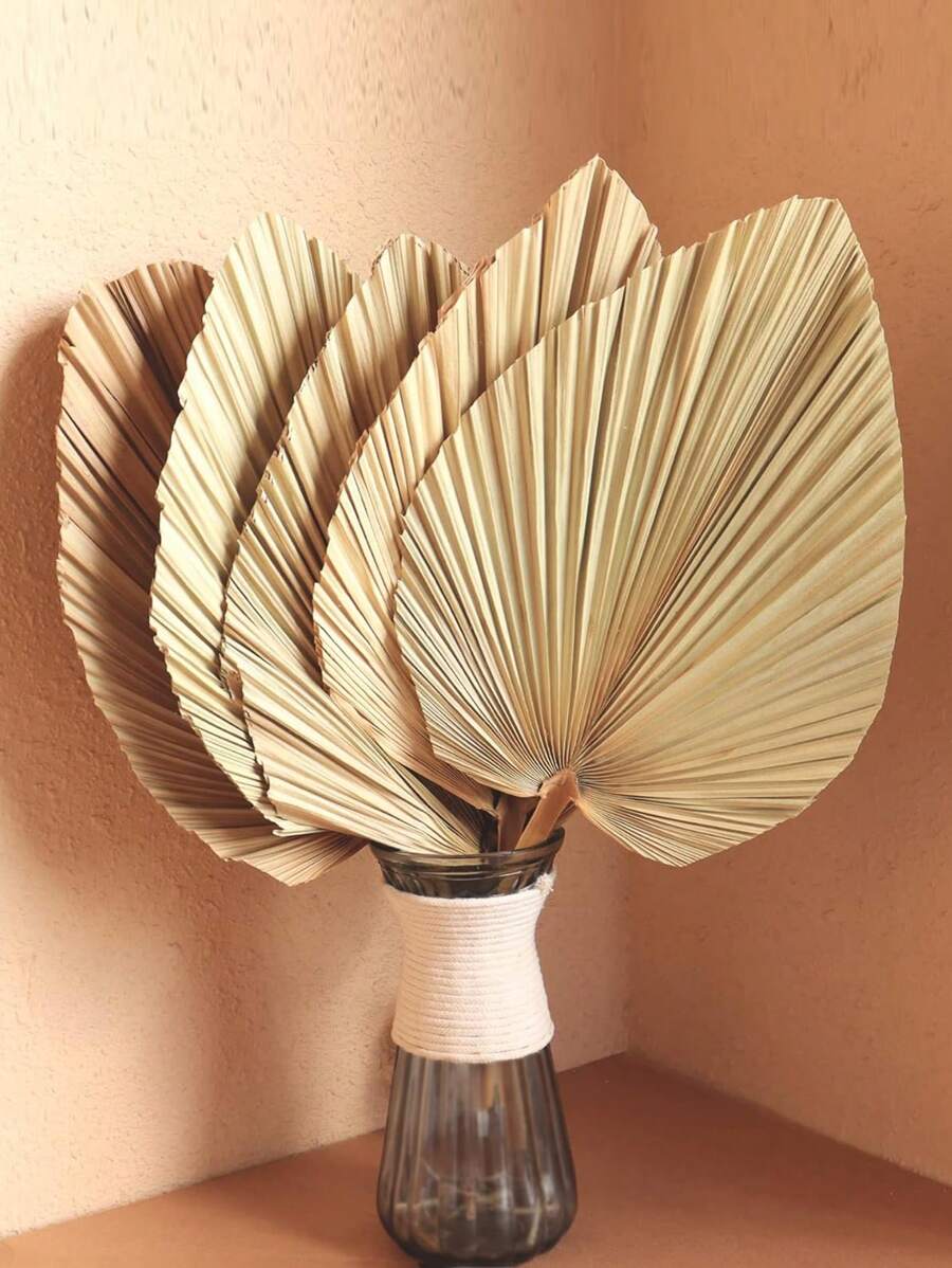 1/3/5 piezas Hojas de palma secas grandes, naturales y recortadas, hojas de palma tropical, abanicos, decoración de boda bohemia, fiesta hawaiana de Luau, decoración de cocina, flores secas, decoración de Pampas Grass, San Valentín, regalo, decoración de otoño, otoño, plantas falsas