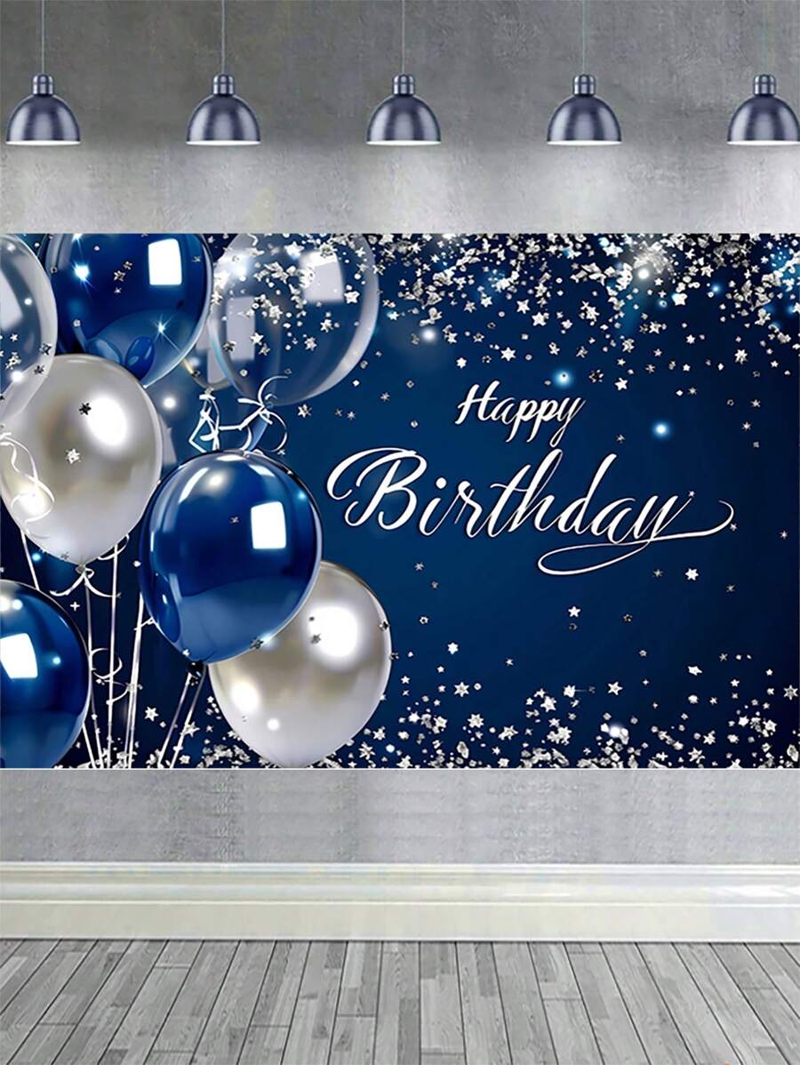 1pc Balloon Pull Flag Style Birthday Background Cloth, Birthday Party Decoration Background Cloth Banner,Christmas