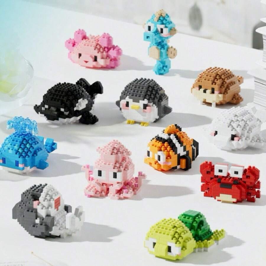 Tiny Particle Toy Building Block Set Plastic Ocean Creatures Series, Suitable For Festivals, Birthdays, And School Openings. Fun Pet Blocks, Interesting Mini-Challenging Blocks, Exercise Hands-On Skills, Building Block Set, DIY Creative Home Decor And Room Decoration Toy, Educational Science Toy, Adult Building Block Set Gift, Suitable For Festive Gifts, Birthday Gifts, New Year's, Chinese New Year, Valentine's Day, Easter, Mother's Day, Father's Day, Friends' Gifts Room Decoration