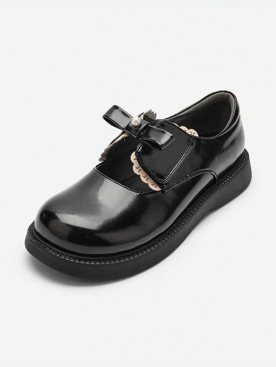 Balabala Zapatos de princesa para niñas Otoño 2024 Nuevos zapatos para niños Artístico estilo retro con moño Zapatos para bebé