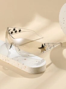 4 estrellas de cinco puntas con copos de mercurio degradados transparentes