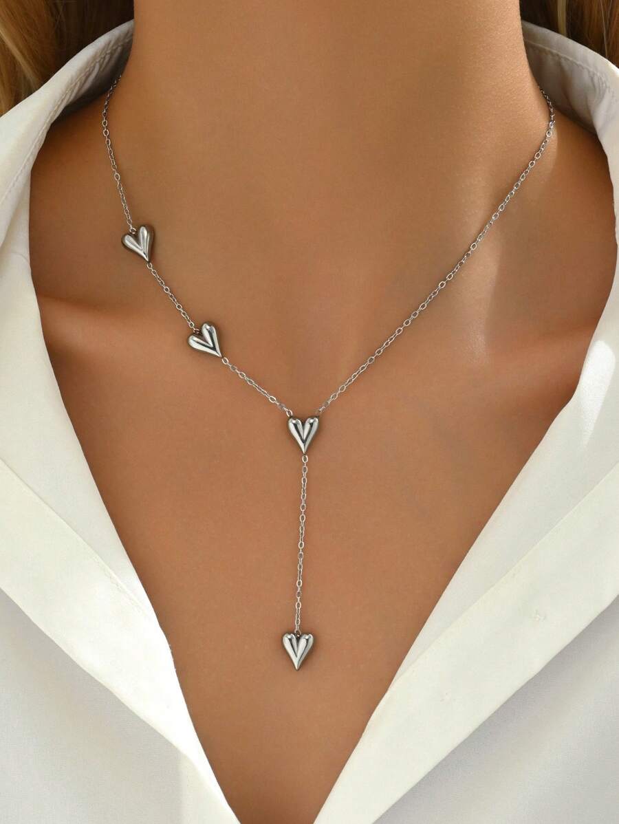 LIEBEIRIS 1pc Minimalist 18k Gold Plated 3D Heart Shape Stainless Steel Necklace Valentines,Mom,Mother,Mother's Day,Gift
