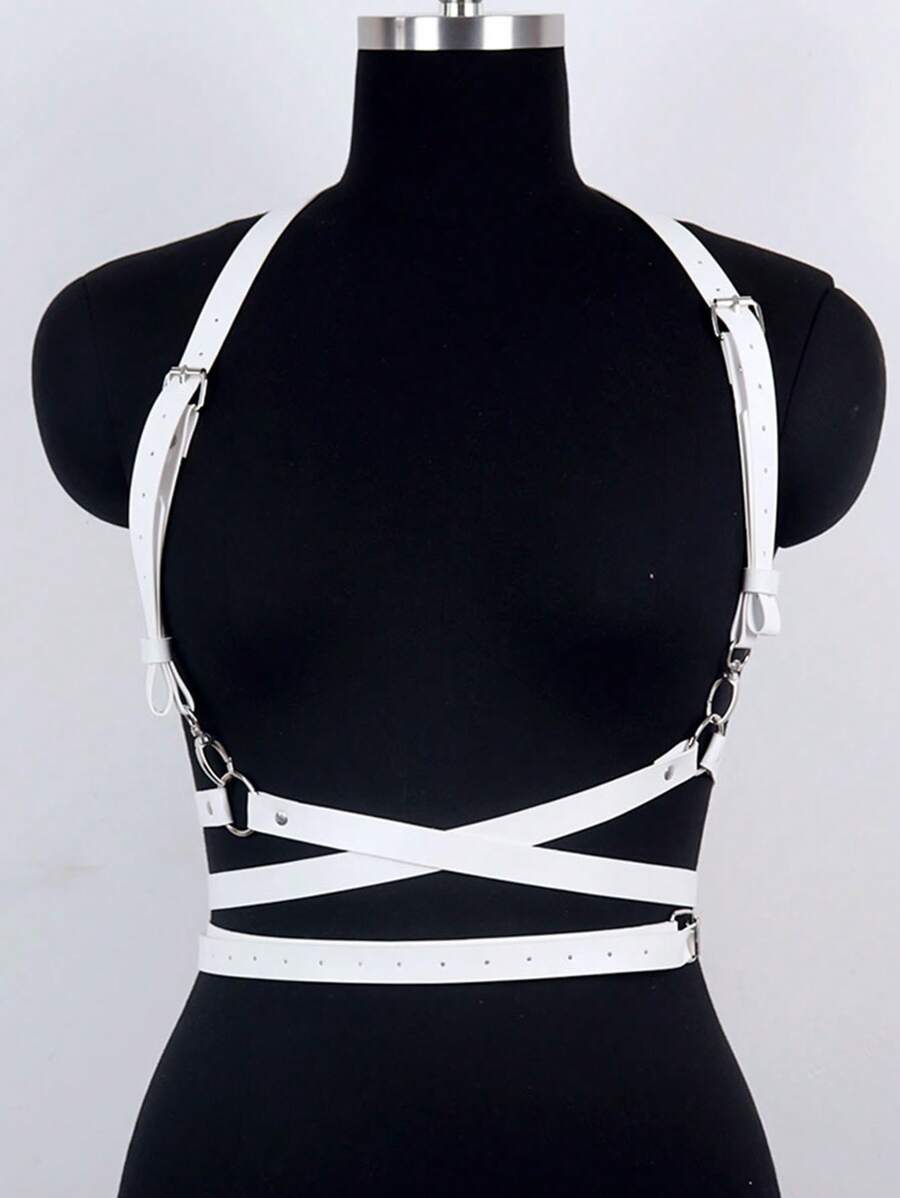 1PC Wit Punk Body Harnas Leren Lingerie Bondage Sexy Ondergoed Harnas Korset Kousen Kousenbanden Zwaard Riem Geschikt Voor Dagelijks Gebruik
