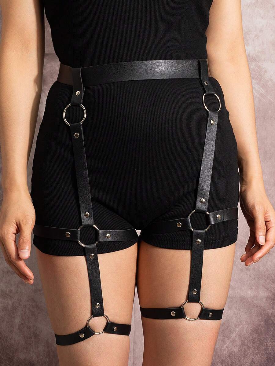1 Stück schwarze sexy doppelte Bein Bondage Hosenträger, geeignet für den täglichen Gebrauch