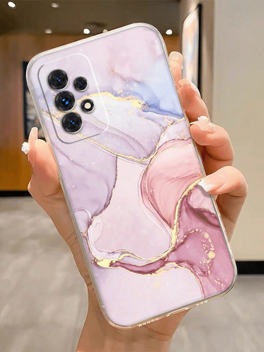 Funda protectora transparente y a prueba de golpes con textura de mármol dorado, compatible con y Galaxy A Series (A13 5G, A23, A32 5G, A33, A34, A50, A51, A52, A53 5G, A54, A55, A71, A72, A73, A73 5G), cubierta exterior