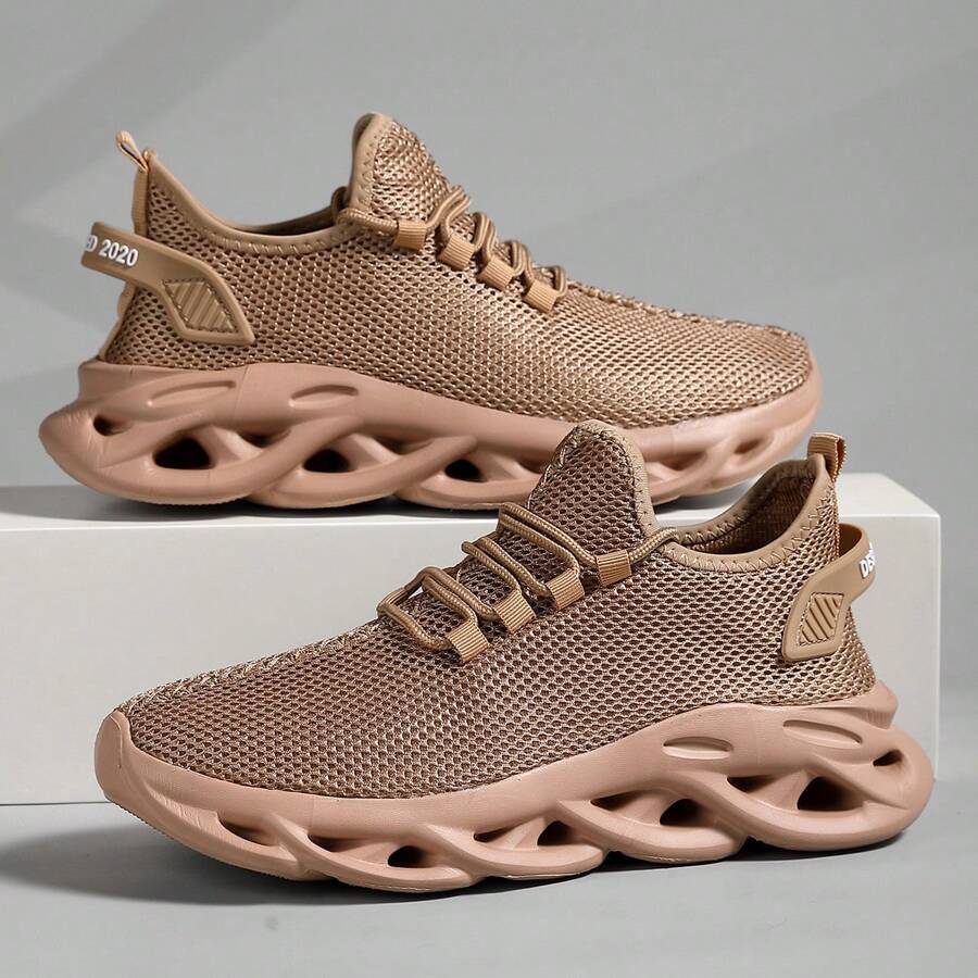 Men's Lightweight Running Shoes, Breathable Mesh Casual Sneakers With Shock Absorption, Ideal For Outdoor Activities