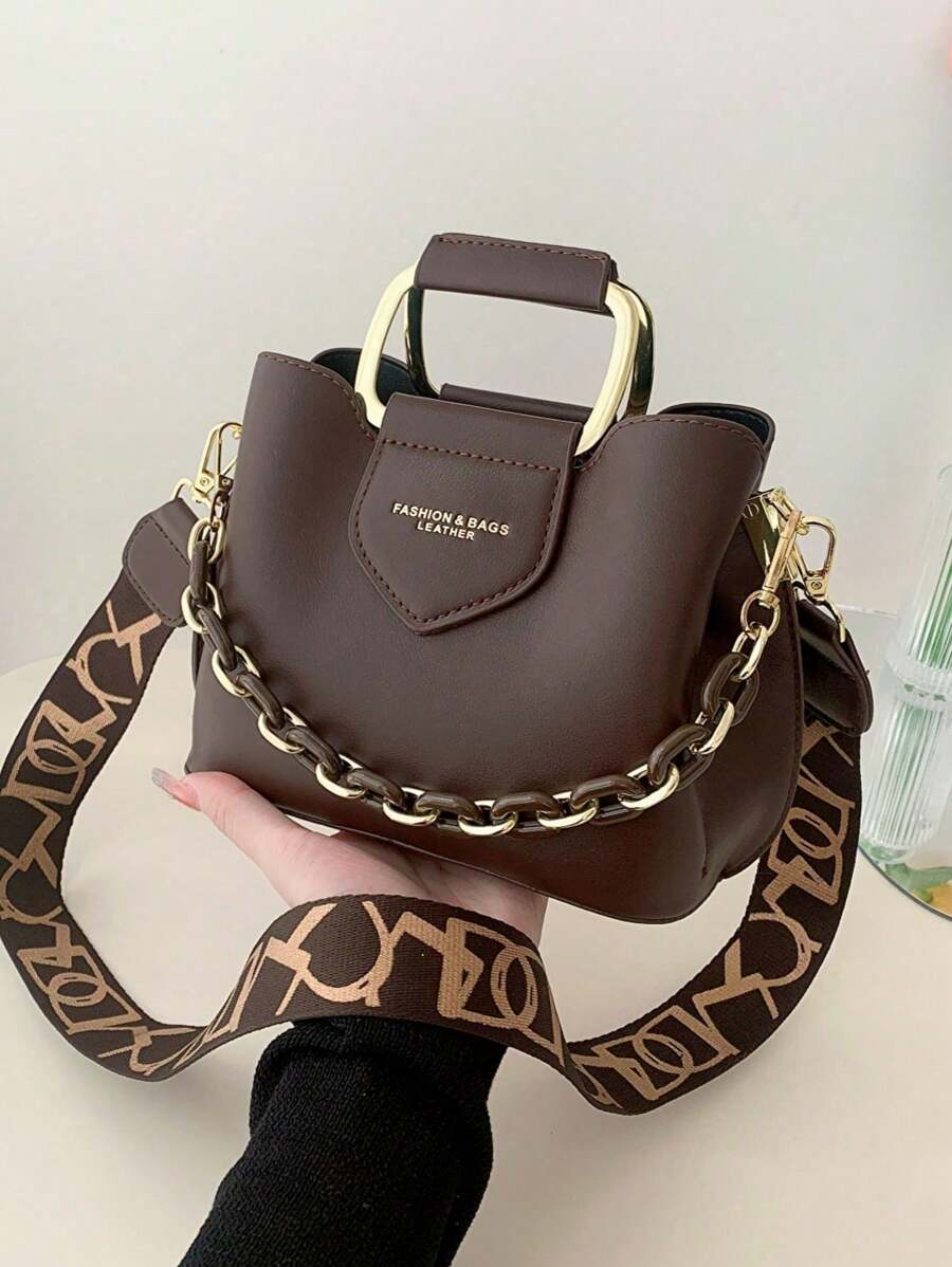 Bolso cruzado mini de moda para mujer, bolso de hombro con correa ancha y tendencia, elegante bolso de estilo cubo con sensación de calidad, incluye monedero