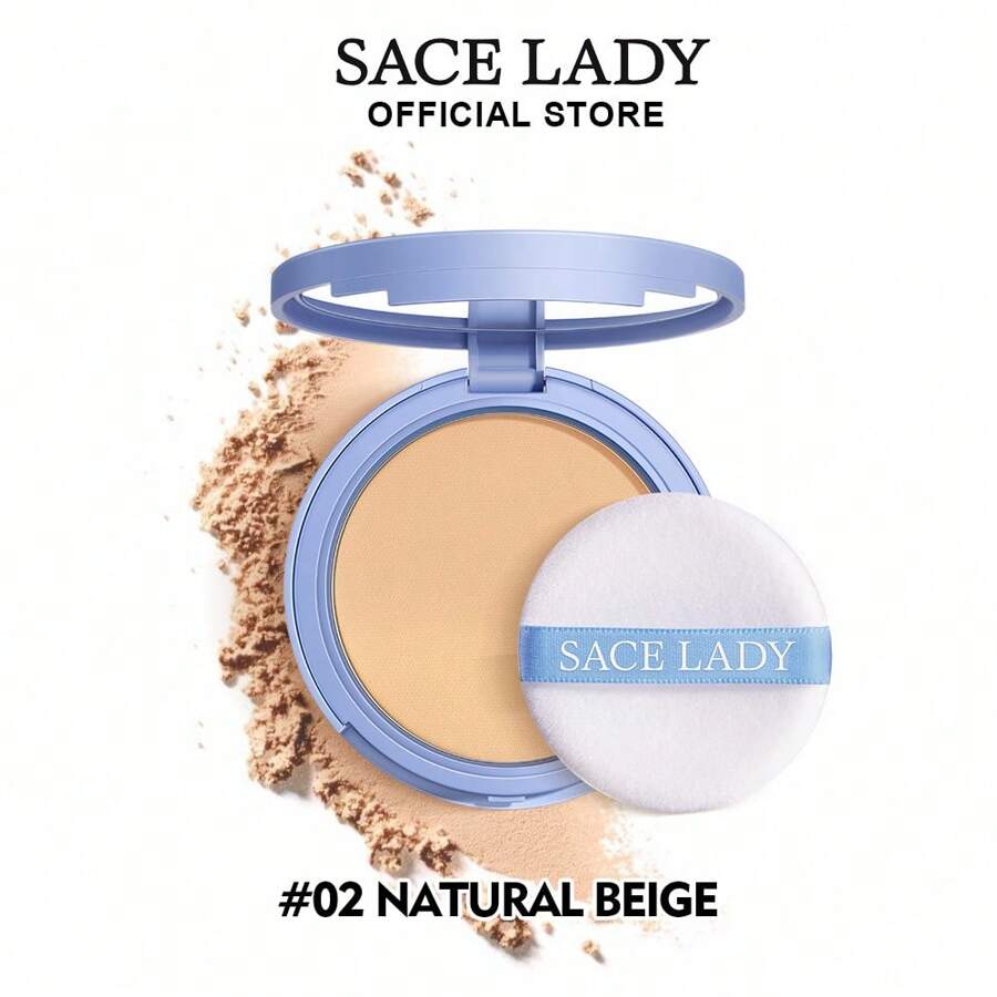 Polvo facial SACE LADY Mate, control de brillo, larga duración, maquillaje facial perfecto con espejo