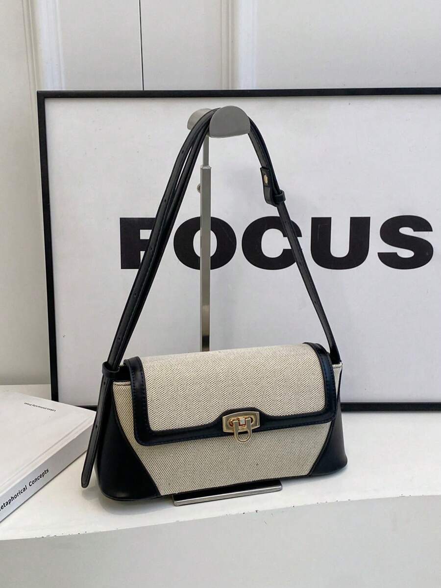 Lightweight Business And Leisure Two-Color Clamshell Long Bag, Suitable For Girls, Ladies, College Students, Novices And White-Collar Workers, Suitable For Office, University, Work, Business, Commuting, Outdoor, Travel, Going Out With Shoulder Bags, Classic Retro, Leisure And Fashion Color Contrast,Fashionable Business Casual Bag For Women, Pefect For Office, Business And Work