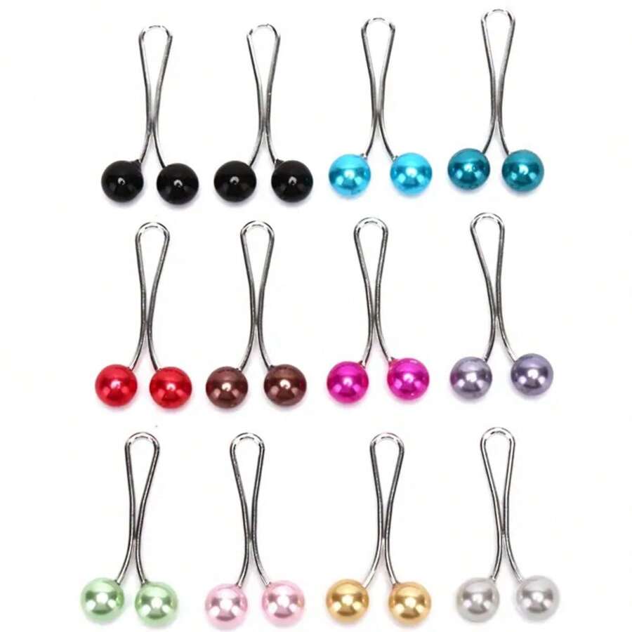 12pcs Women Headscarf Fixing Clips Silk Scarf Clamps Versatile Stylish Silk Scarf Clamps Accessories Women Fashionable Brooch