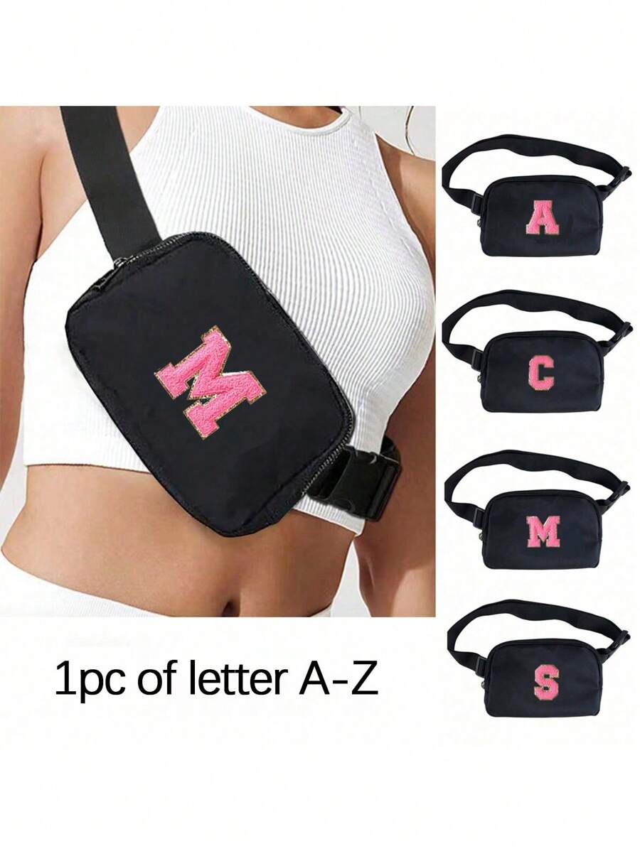 1pc Black Multifunctional Crossbody Chest Bag, Waist Bag, Nylon Waterproof Chest Bag, Men'S And Women'S Crossbody Bag, Outdoor Sports Running Waist Bag, With Adjustable Shoulder Straps, Small Waist Bag, Suitable For Exercise, Running, Hiking