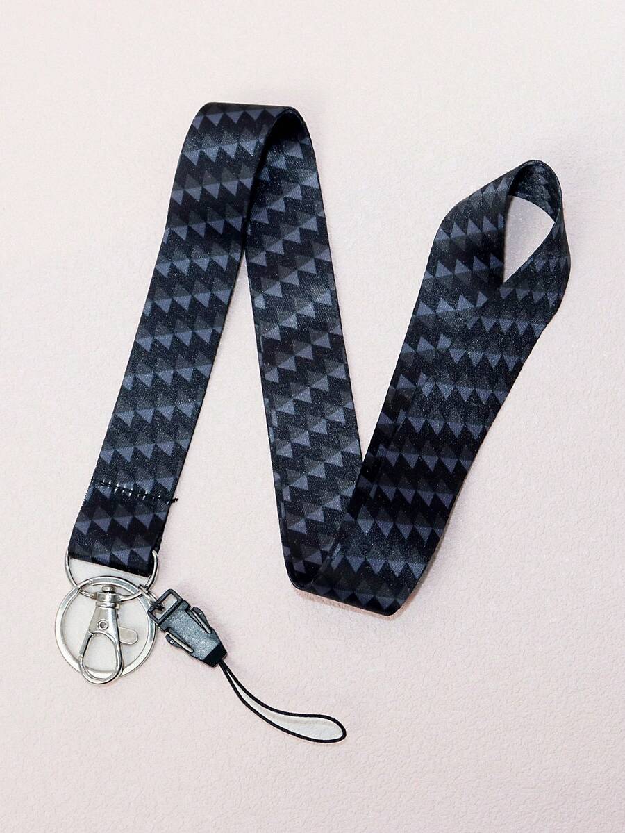 1 pièce Porte-clés lanière à carreaux noirs et blancs pour enseignant pour tenir son badge et clés, joli tour de cou géométrique à triangles pour carte de crédit, passeport, téléphone et accessoires charmants, avec un anneau en métal. D'excellents cadeaux pour les enseignants, étudiants et le personnel.