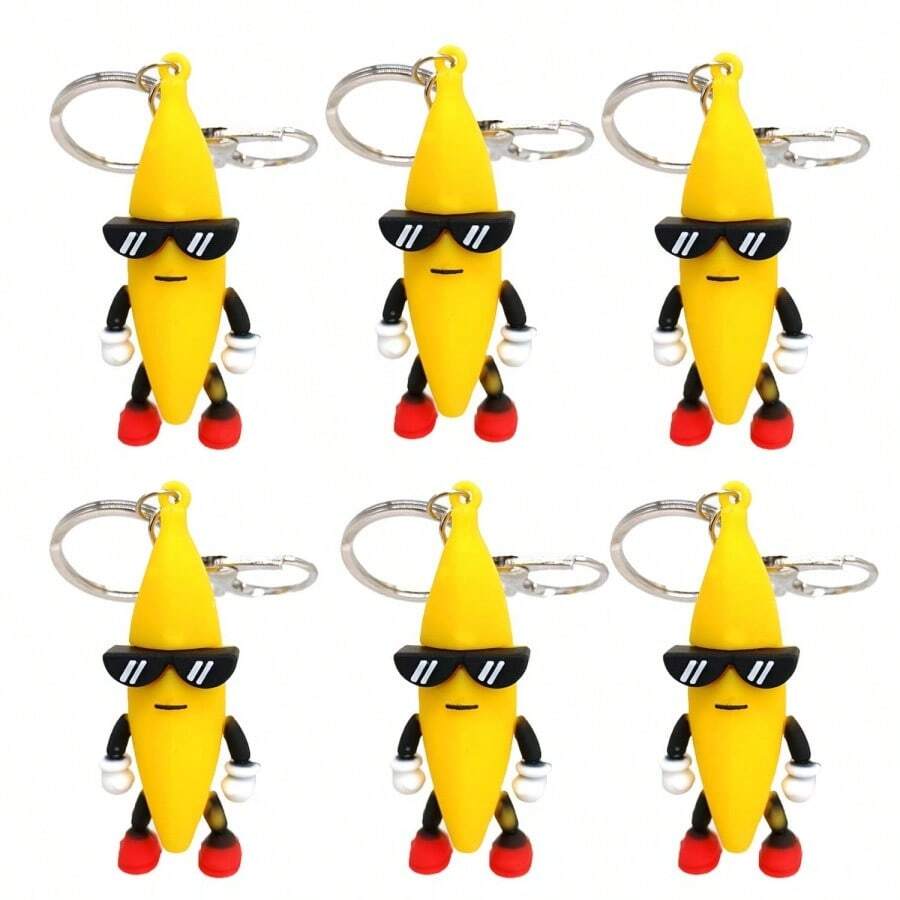 1pc Funny Stumbling Guy Soft Banana Doll Keychain Pendant For Bag Decoration