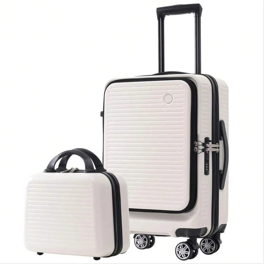 Carry-On Luggage 20 Inch Front Open Luggage Lightweight Suitcase With Front Pocket And USB Port, 1 Portable Carrying Case