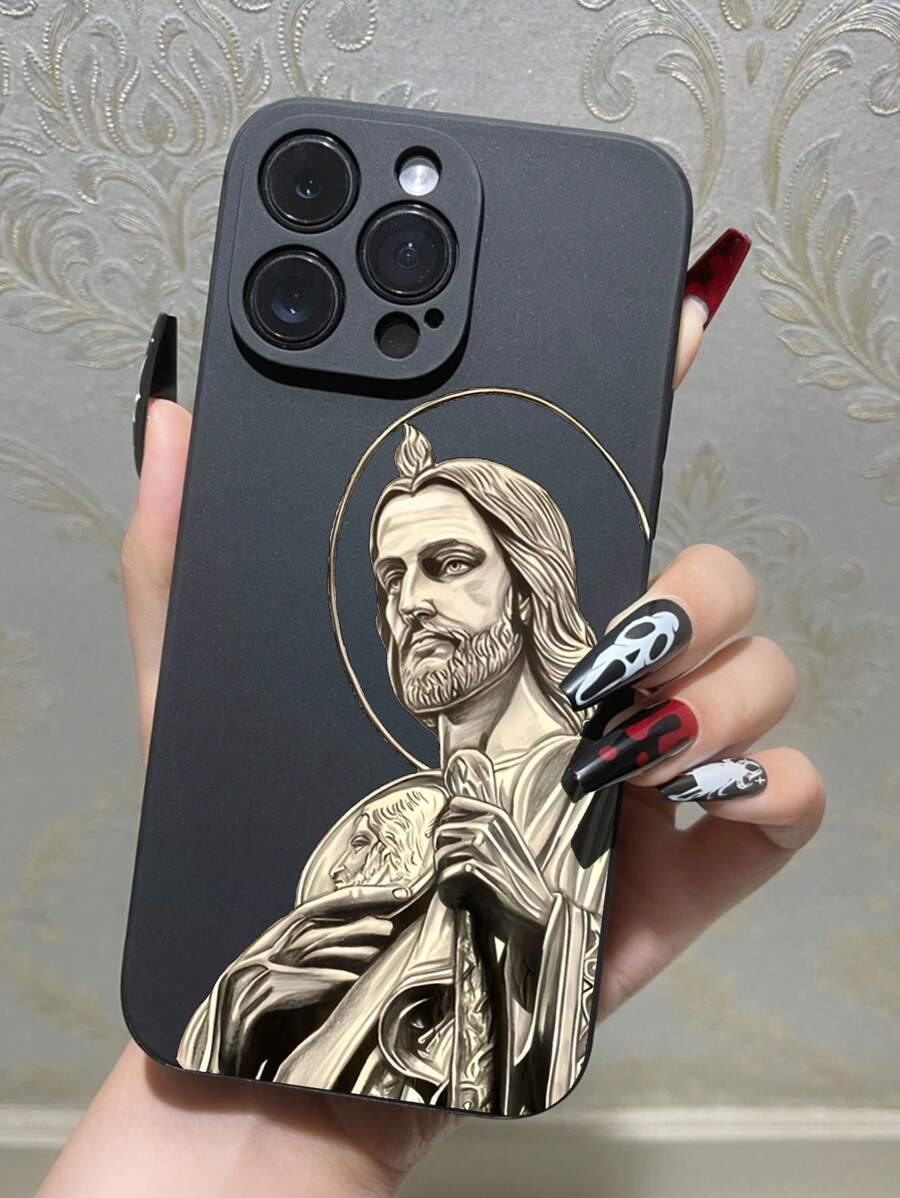 1pc Jesus Design Shockproof Anti-Slip Phone Case Compatible With IPhone, Honor, Redmi, Galaxy, Pixel