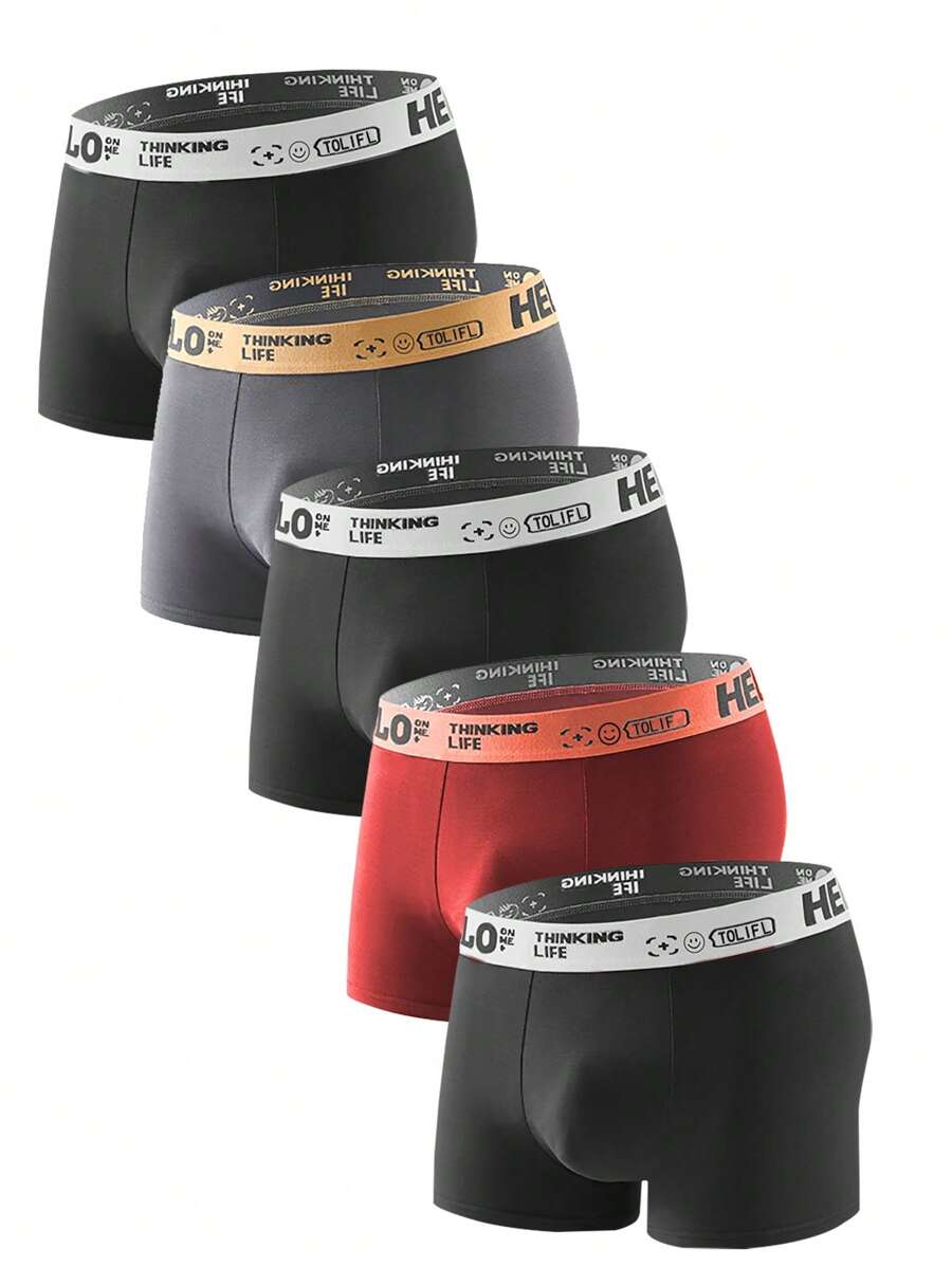 5pcs Men's Breathable Underwear, Boxer Shorts, And Underpants