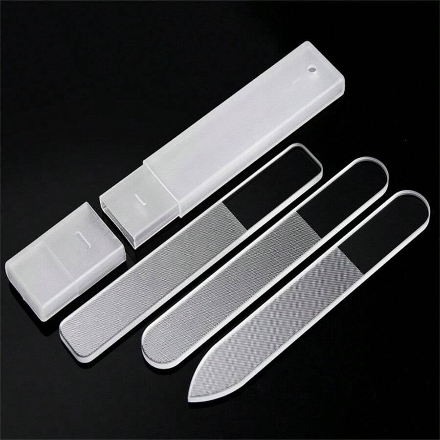 Juego de regalo de 3 piezas/set de limas de uñas de vidrio nanotecnológico, bloques de pulido y pulido, herramientas de manicura reutilizables, para cuidado de uñas para mujeres y niñas
