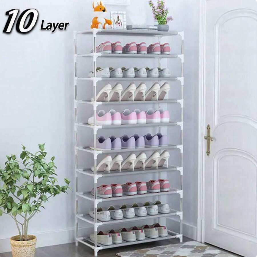 10 Layer Simple Shoe Rack Metal Shoe Shelf Footwear Amazing Shoerack Living Room Furniture Space Saving Shoes Organizer Stand Holder
