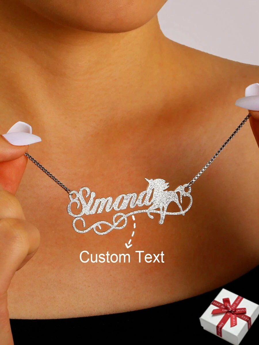 Gepersonaliseerde mat glanzende letterketting met hartvormige palmboompatroonhanger, op maat gemaakte gezandstraalde naamketting voor mannen en vrouwen, roestvrijstalen gewone doosketting, bohemien stijl kraagketting voor zomerstrandsieraden, verjaardags- en vakantiecadeaus
