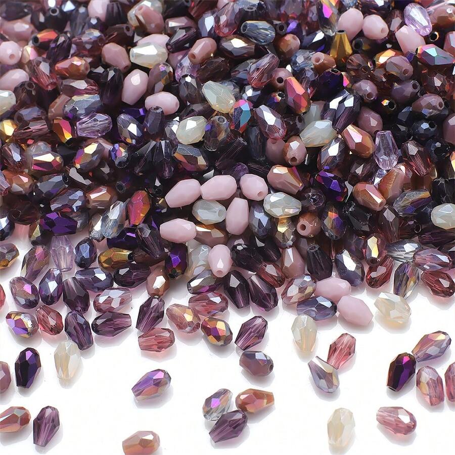100 piezas/Paquete de cuentas de cristal redondas de 3x5mm con agujero central, cuentas de gota de cristal en 10 colores mezclados para manualidades de joyería DIY, accesorios de ropa y artesanías