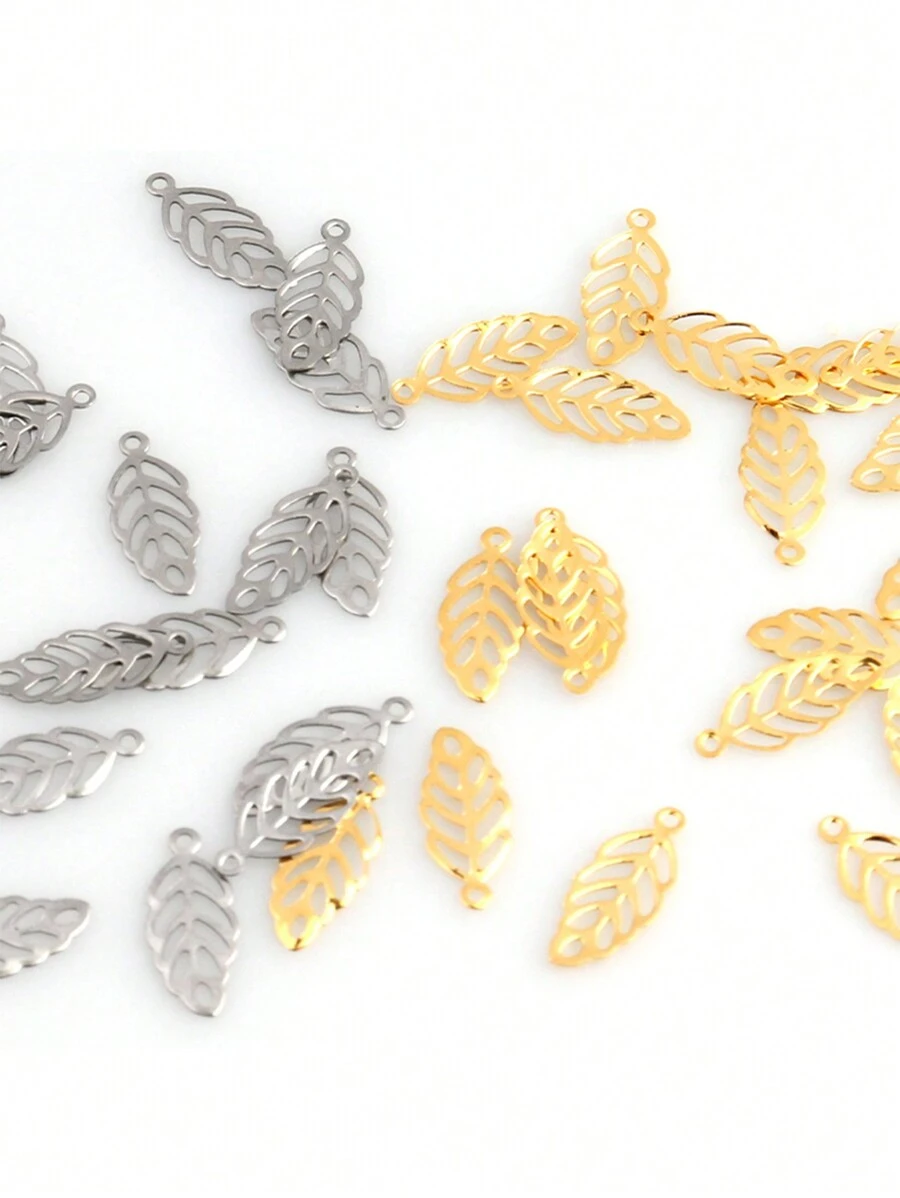 20 pièces Pendentifs feuille en acier inoxydable doré Charms pour la fabrication de bracelets, colliers et bijoux DIY Fournitures et accessoires