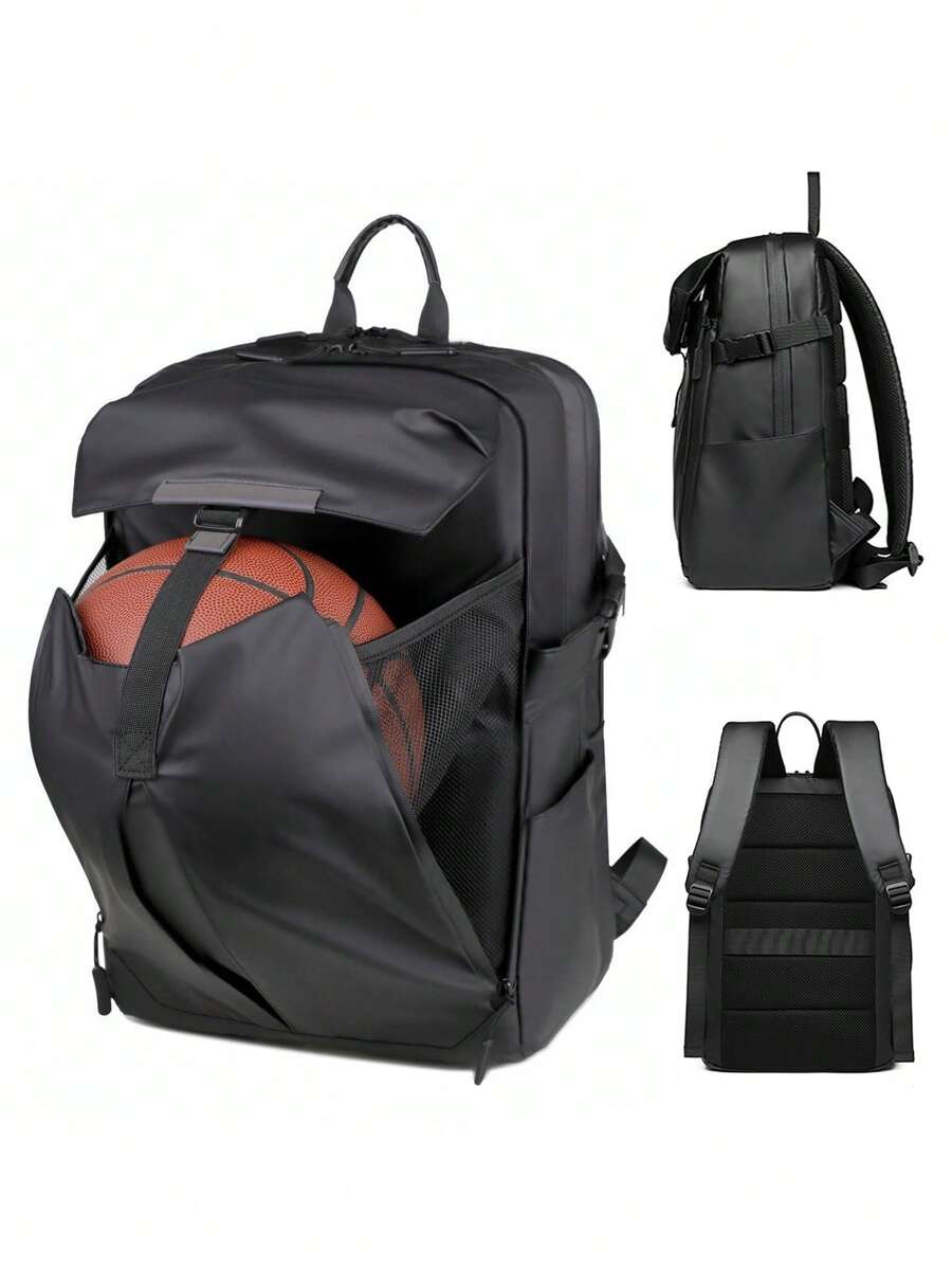 1pc Black Basketball Backpack, Large Capacity Casual Laptop Bag, Multi-Function Business Commuting Day Pack Hiking Fall Travel Christmas Winter Gifts Holiday Thanksgiving Gifts For Men Men Gifts Multi-Functional Outdoor Portable Fashionable Casual Man Computer Sports Bag Vacation Student Dad Gifts Boyfriend Gifts Goyard Funny Gifts Chest Bag For Men Side Bags For Men Satchel Bag Leather Bag Hobo Bag Hip Bag