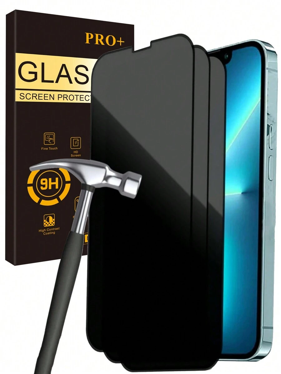 3pcs Privacy Protection Full Screen Tempered Glass Protector Protect Compatible With Iphone With Black Edge Silk Screen Anti Peeping Full Screen Phone Protective Film Compatible With IPhone 16/16 Plus/16 Pro/16 Pro Max/15/15Pro/15 Plus/15 Pro Max Gift For Birthday, Family, Friends Anti-Spy, Phone Screen Protector, Phone Accessories