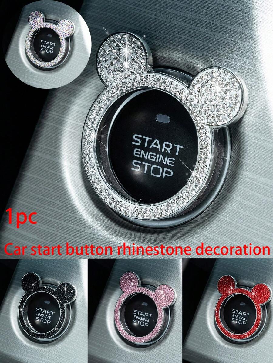 1pc Crystal Bling Car Engine Start Button Decorative Sticker