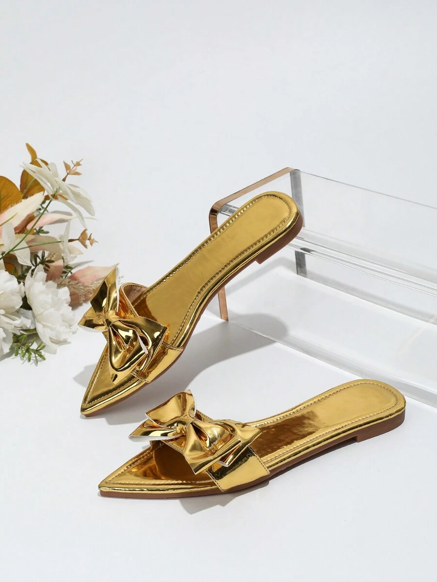 Fashionable Plus Size Women's Flat Pointed Toe Sandals Slippers, Versatile And Comfortable