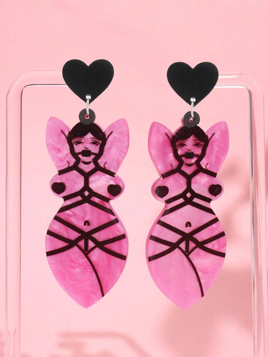 1 Paar einzigartige und witzige herzförmige Strand Bikini Ohrringe, Festival Geschenk für Frauen Valentinstag, Mama, Mutter, Muttertag, Geschenk