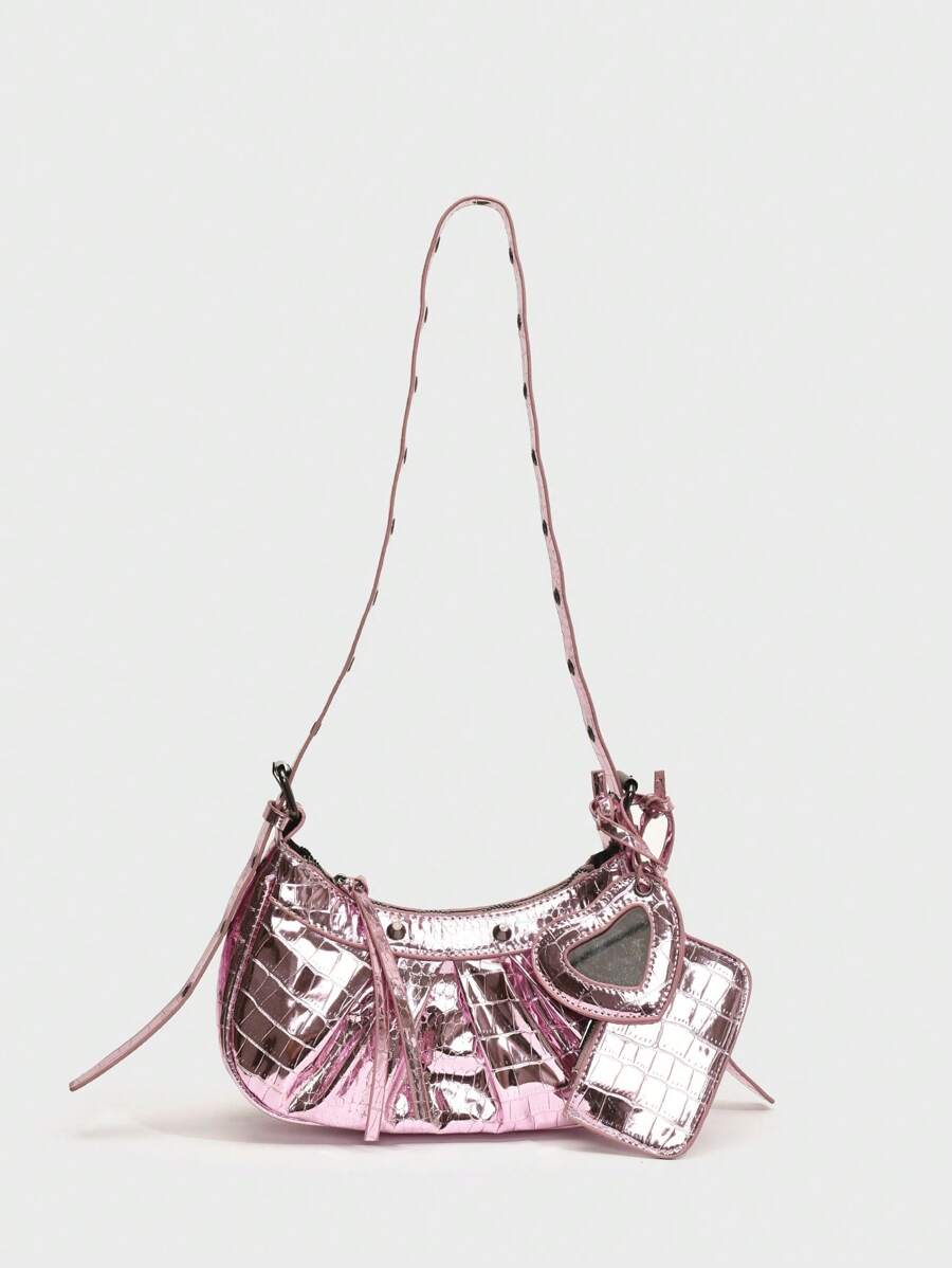 Dedoo In The Summer Of 2025, The New Drawstring Women's Bag Fashion Bucket Bag Rivet Motorcycle Bag Three-Piece Wide Strap Crossbody Bag Valentines