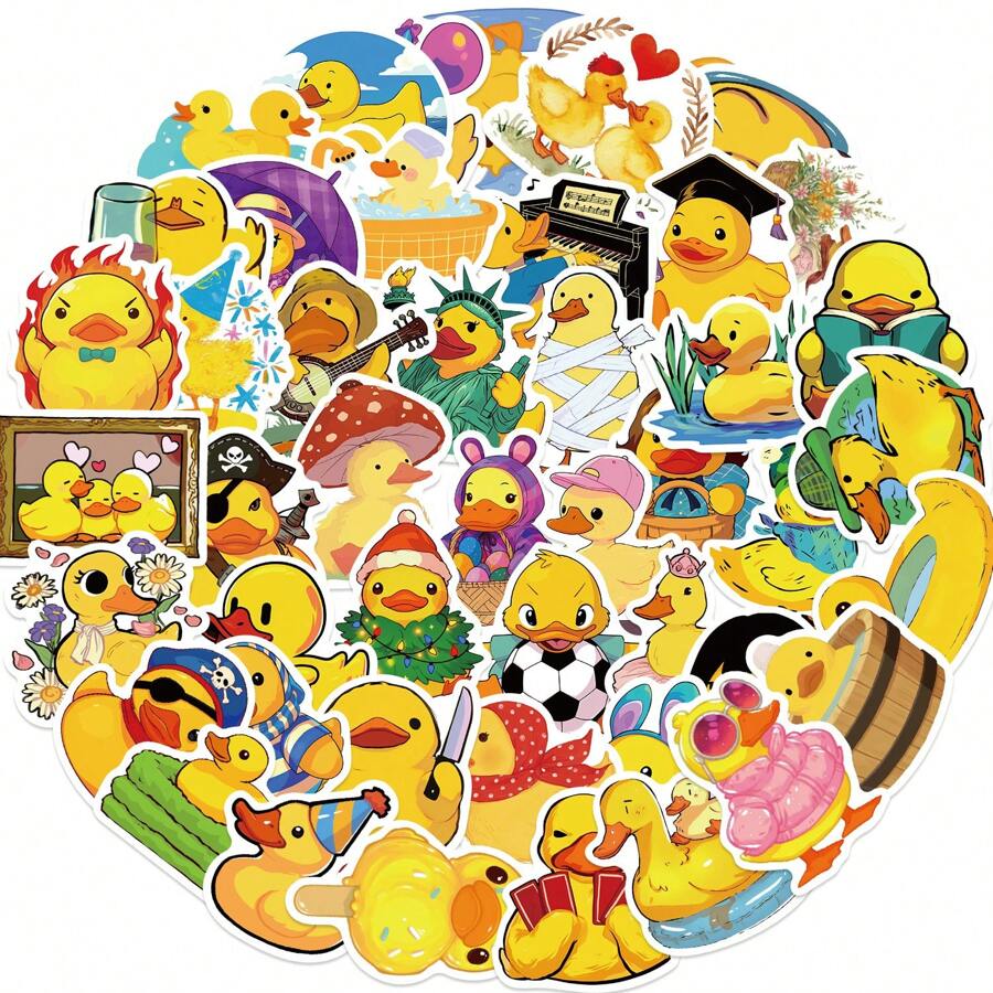 50pcs Cute Yellow Duck Stickers ,High Quality Vinyl Aesthetic Stickers Suitable For Scrapbooks, Journals, Laptops, Bumpers, Skateboards, Water Bottles, Computers, Cell Phones, Cars Stickers Can Bring A Lot Of Fun To Your Life, Perfect Gifts For Adults&Kids