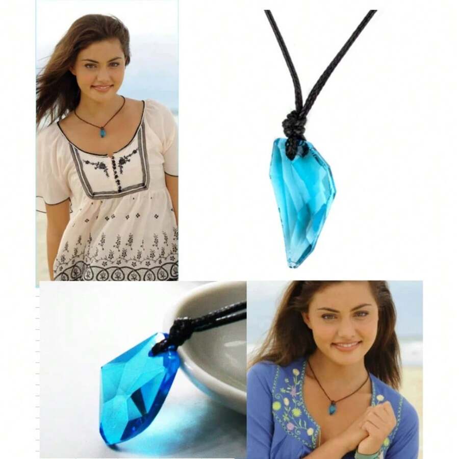 Classic TV Series H2o Necklace, Fashionable Polyresin Moonstone Pendant Just Add Water Blue Stone Mako Mermaid Accessories Movie Souvenir