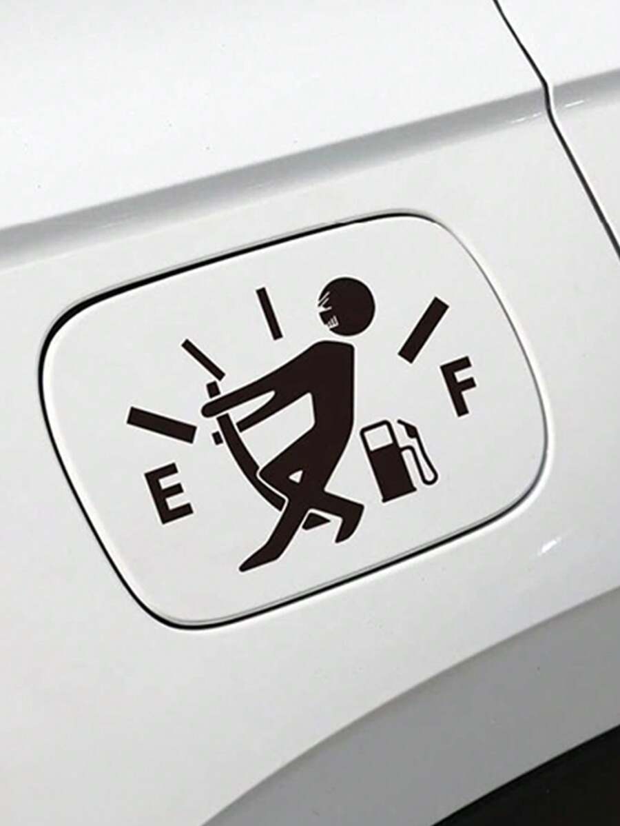 1pc Fuel Tank Cap Sticker Fuel Level Low Funny Reflective Vinyl Car Sticker Expressing Overfueling