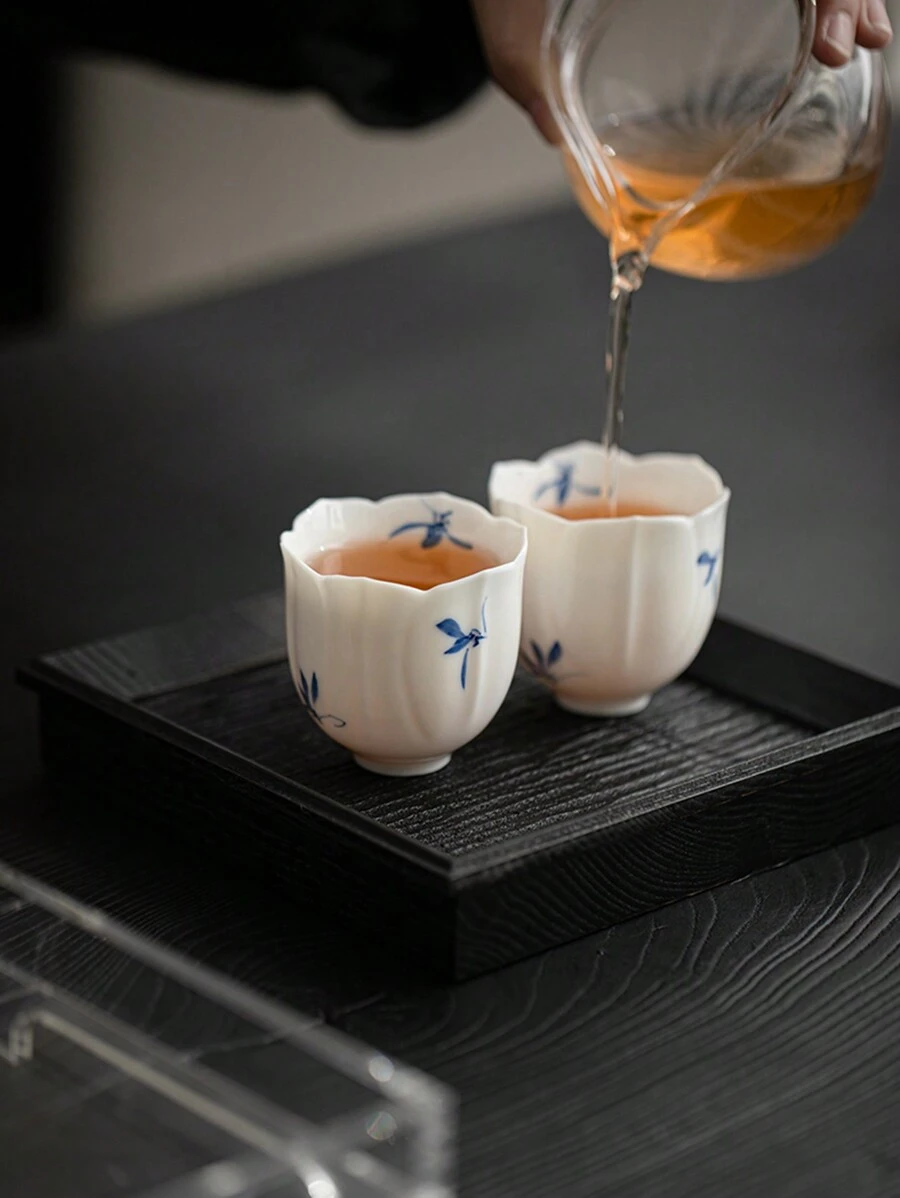 1pc Hand-Painted Butterfly Ceramic Tea Cup, Suitable For Occasions Such As Tea Party, Afternoon Tea, Home, Garden, Restaurant, Etc.
