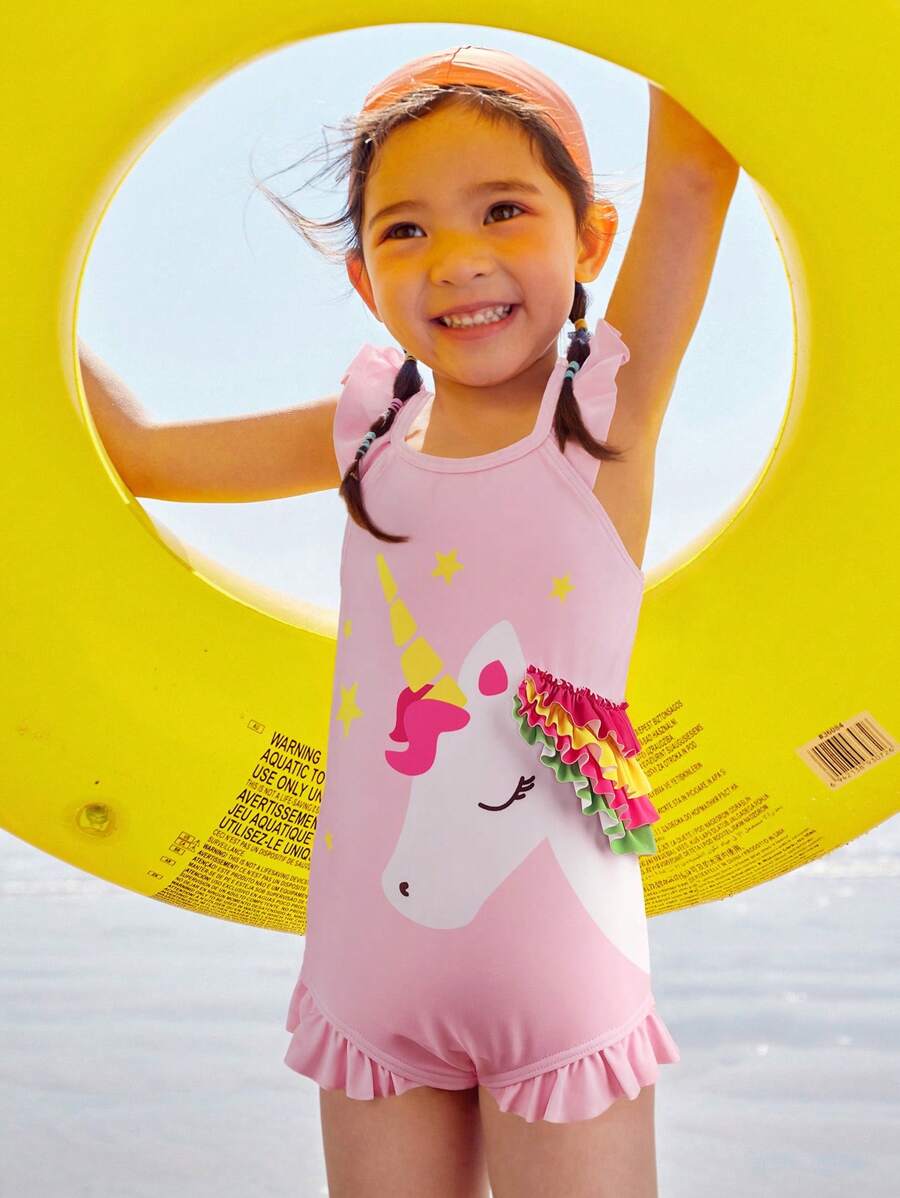 mini bala Traje de baño de una sola pieza ligero para bebé niña con protección solar para el verano